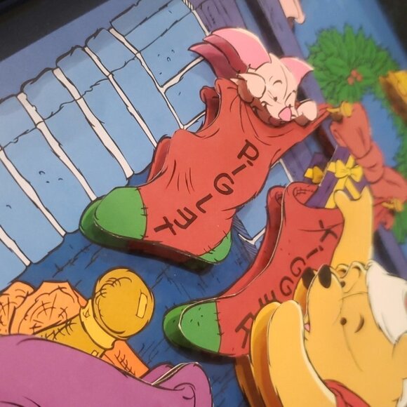Winnie The Pooh Papercut Shadow Box Pooh hanging Christmas  stockings Framed - Picture 2 of 9